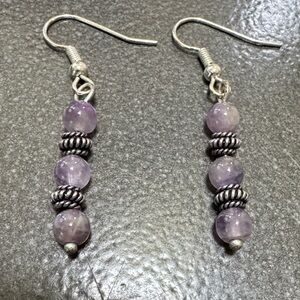 AMETHYST EARRING SET PIERCED ARTISAN Natural Gemstones JEWELRY orchid purple